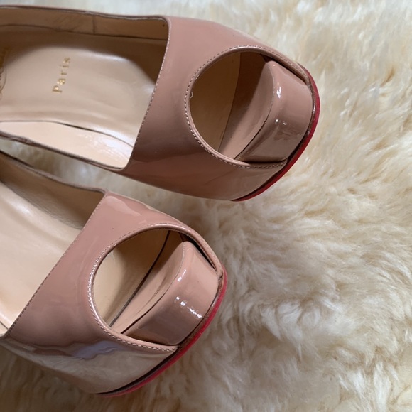 CHRISTIAN LOUBOUTIN Nude Peep Patent New Very Prive Pumps Shoes Heels 120mm - Picture 9 of 16